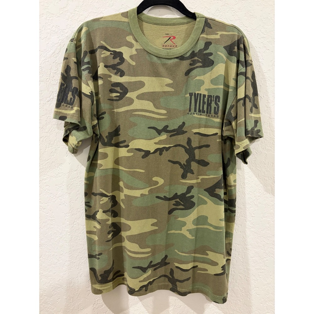 Rothco Tylers Austin Texas Camo T-Shirt Mens Large Woodland Camouflage Tee